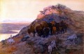 Buffalo troupeau à la baie 1901 Charles Marion Russell chasse